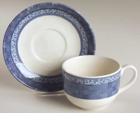 Ice Blue Flat Cup & Saucer Set