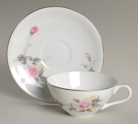 Platinum Rose Flat Cup & Saucer Set