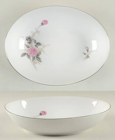 Platinum Rose 10" Oval Vegetable Bowl