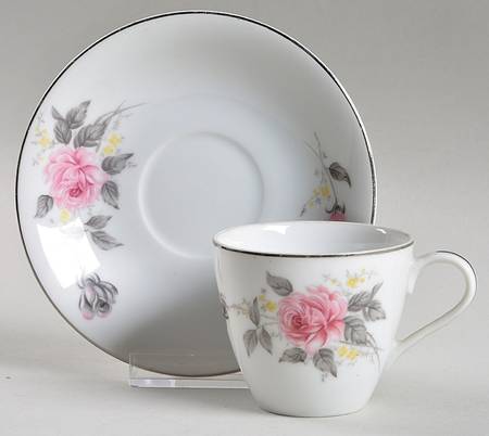 Platinum Rose Flat Demitasse Cup & Saucer Set