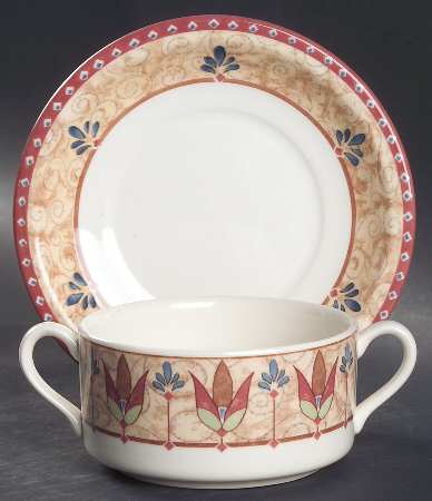 Papyrus Flat Cream Soup Bowl & Saucer Set