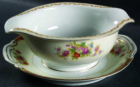Red Traditional Gravy Boat with Attached Underplate