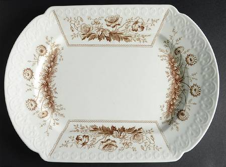 Sylvan Brown (Scalloped) 14" Oval Serving Platter