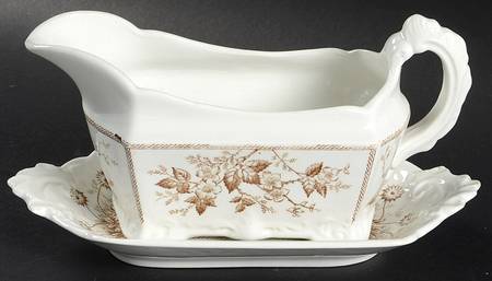 Sylvan Brown (Scalloped) Gravy Boat & Underplate