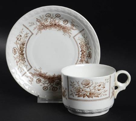 Sylvan Brown (Scalloped) Flat Cup & Saucer Set