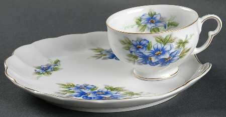 Blue Violet Snack Plate & Cup Set
