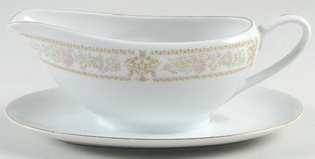 Reflective Gravy Boat with Attached Underplate
