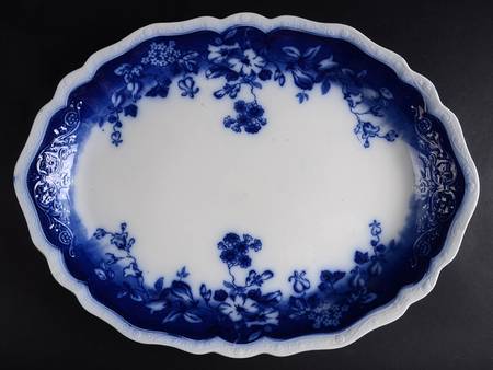 Clayton (Flow Blue, No Trim) 18" Oval Serving Platter