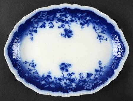 Clayton (Flow Blue, No Trim) 12" Oval Serving Platter