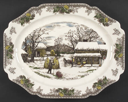 Friendly Village, The (Christmas) 20" Oval Serving Platter