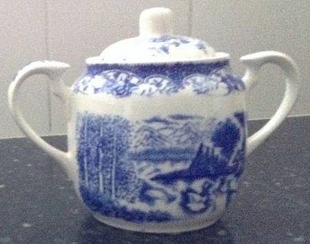 English Village Sugar Bowl & Lid