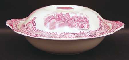 Old Britain Castles Pink (Ribbed Edge) Round Covered Vegetable