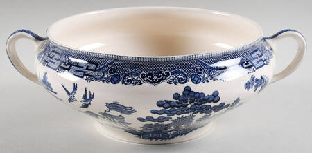 Willow Blue (Black & Blue Backstamps, Older) Tureen No Lid