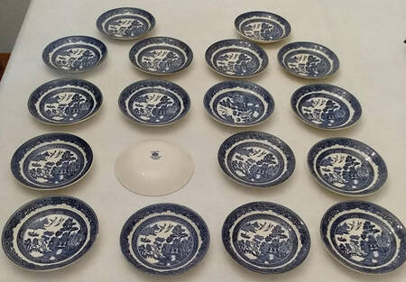 Willow Blue (Black & Blue Backstamps, Older) Saucer for Flat Cup