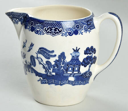 Willow Blue (Black & Blue Backstamps, Older) 16 Oz Pitcher
