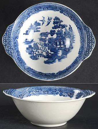 Willow Blue (Black & Blue Backstamps, Older) Lugged Cereal Bowl