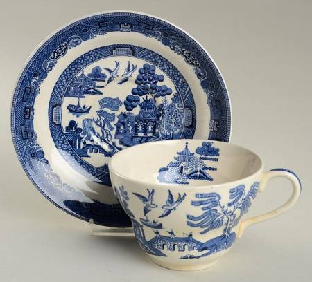 Willow Blue (Black & Blue Backstamps, Older) Jumbo Cup & Saucer Set