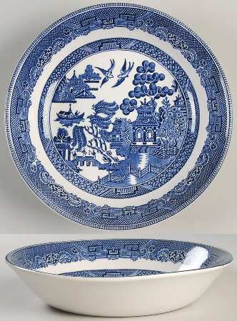 Willow Blue (Black & Blue Backstamps, Older) Coupe Soup Bowl