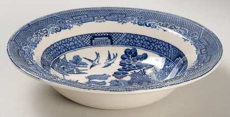 Willow Blue (Black & Blue Backstamps, Older) Rim Fruit/Dessert (Sauce) Bowl