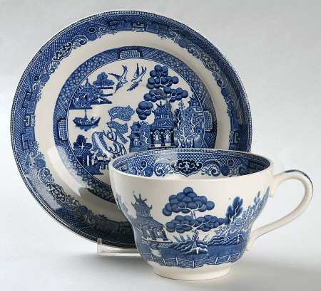 Willow Blue (Black & Blue Backstamps, Older) Jumbo Cup & Saucer Set
