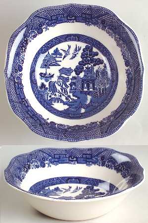 Willow Blue (Black & Blue Backstamps, Older) Square Cereal Bowl