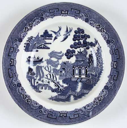 Willow Blue (Black & Blue Backstamps, Older) Rim Soup Bowl