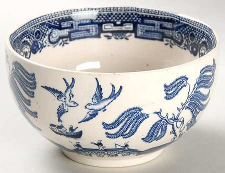 Willow Blue (Black & Blue Backstamps, Older) Open Sugar Bowl