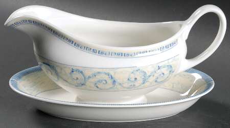 Acanthus Blue Gravy Boat & Underplate
