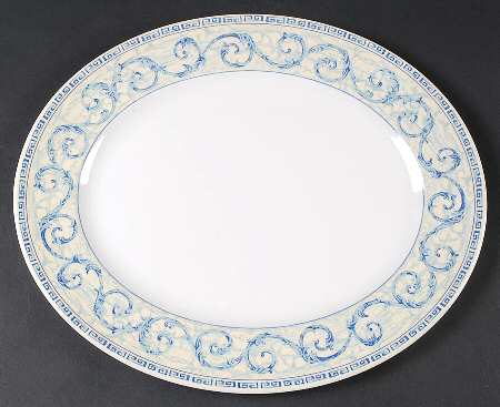 Acanthus Blue 13" Oval Serving Platter