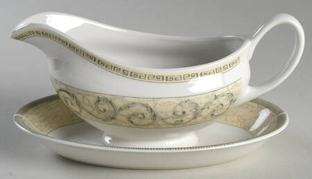 Acanthus Cream Gravy Boat & Underplate/Relish