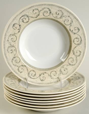 Acanthus Cream Rim Soup Bowl - Set of 8
