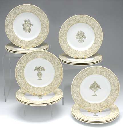 Acanthus Cream Accent Luncheon Plates - Set of 16 (Motif 1-4)