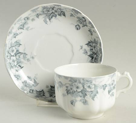 Leighton Gray Flat Cup & Saucer Set