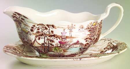 Enchanted Garden Brown Multicolor Gravy Boat & Underplate/Relish