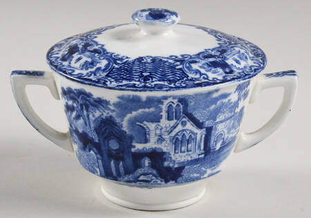 Abbey (Flow Blue) Sugar Bowl & Lid