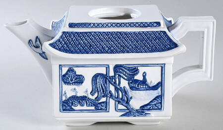 Willow Blue ("England 1883" Backstamp, China) Figural Teapot No Lid