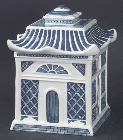 Willow Blue ("England 1883" Backstamp, China) House Cookie Jar & Lid