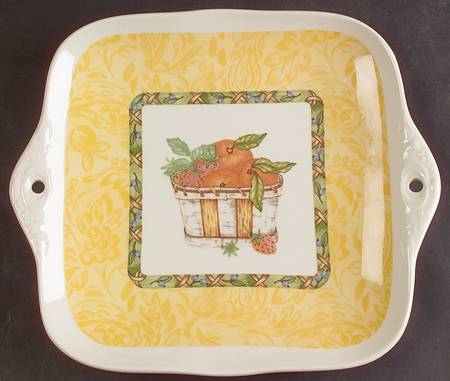 Arcadia (Fruit) Square Handled Cake Plate