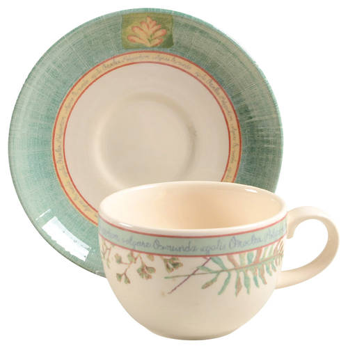 Springfield (Green Rim) Flat Cup & Saucer Set