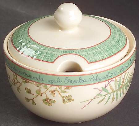 Springfield (Green Rim) Sugar Bowl & Lid