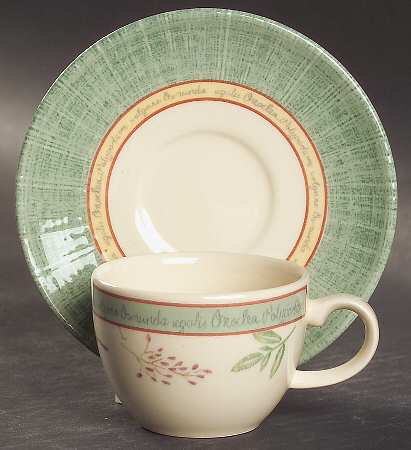 Springfield (Green Rim) Flat Demitasse Cup & Saucer Set