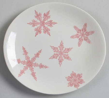 Snow Crystals Pink Bread & Butter Plate
