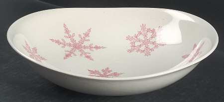 Snow Crystals Pink 9" Round Vegetable Bowl