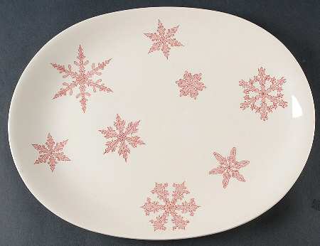 Snow Crystals Pink 12" Oval Serving Platter