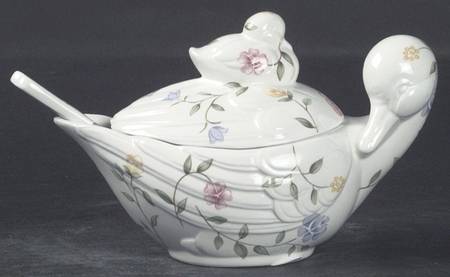 Summer Chintz Collectibles (Accessories) Figural Sugar Bowl with Lid & Spoon