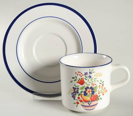 French Country Flat Cup & Saucer Set