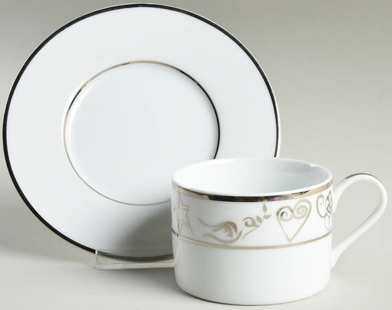 Holiday Wishes Platinum Flat Cup & Saucer Set by JCPenney