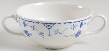Denmark Blue Flat Cream Soup Bowl