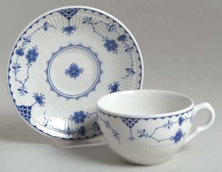 Denmark Blue Flat Cup & Saucer Set by Johnson Brothers