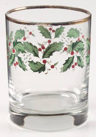 Holly Yuletide 12 Oz Glassware Double Old Fashioned